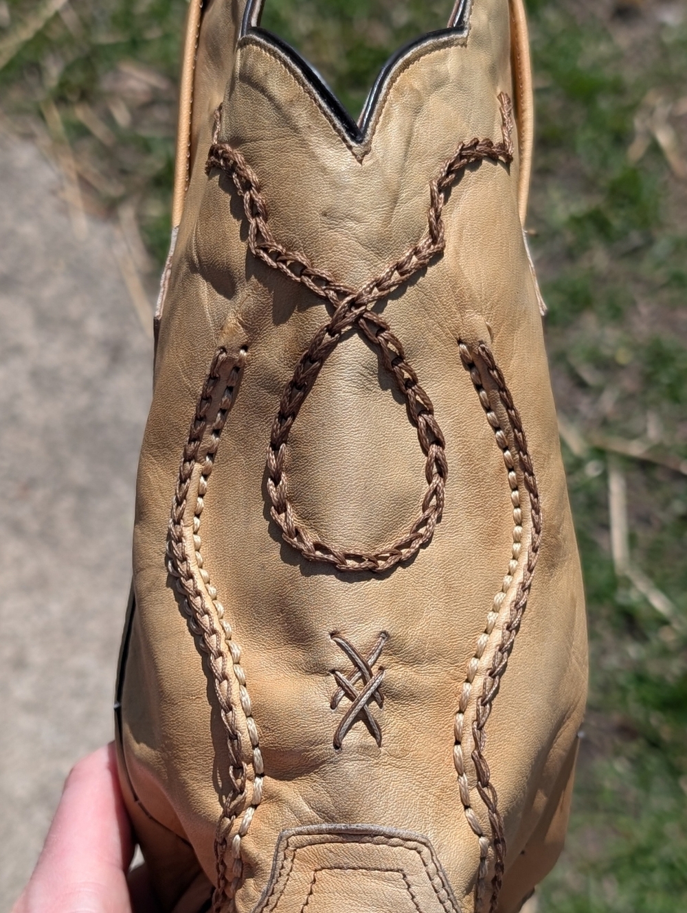 Dan Post Palamino Tan Leather Western Cowboy Boots Size 13 Men's Stitched Design - Picture 10 of 11
